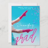 Spaß Modernes Hot Pink Typo Uni School Grad Foto Ankündigung (Vorderseite)