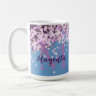 Spaß-Monogramm Lavendel-Konfetti auf Blau Kaffeetasse
