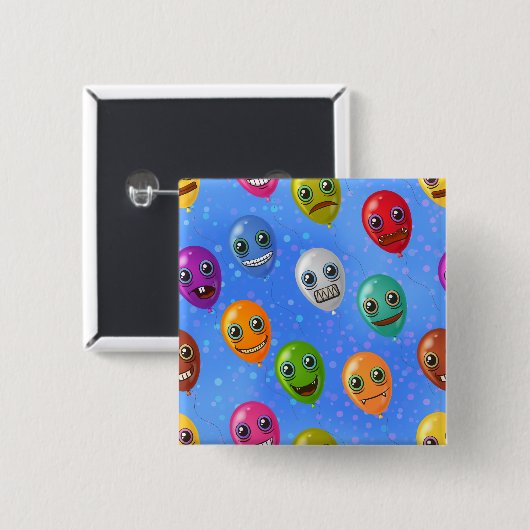 Spaß Monster-Gesichter-Balloons Button (Vorne & Hinten)