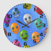 Spaß Monster-Gesichter-Balloons Große Wanduhr (Vorderseite)