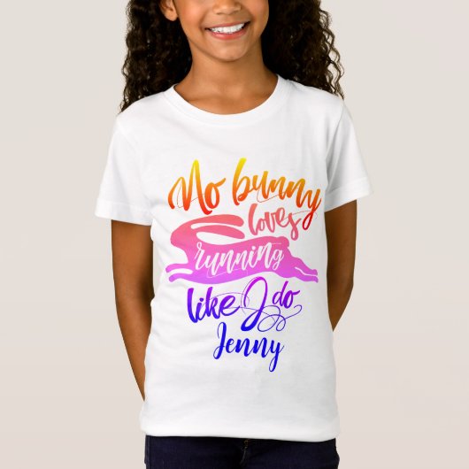 Spaß Motivierend Rosa Lila Run Bunny Script T-Shirt (Vorderseite)