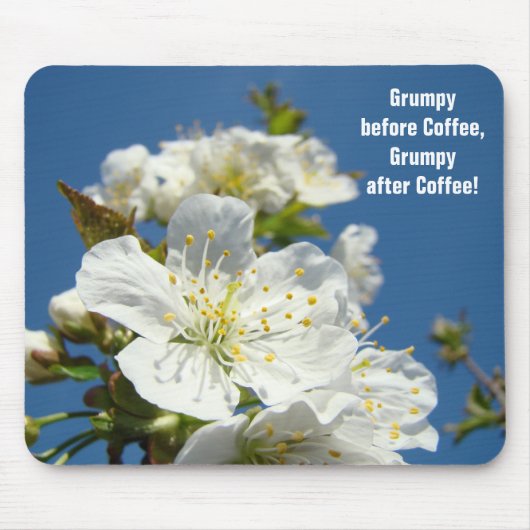 Spaß Mousepad Grumpe vor Kaffeeblocken Blau (Vorne)