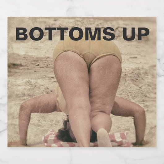 Spaß nach oben Retro Bikini Bottom Beach Bierflaschenetikett (Einzelnes Label)