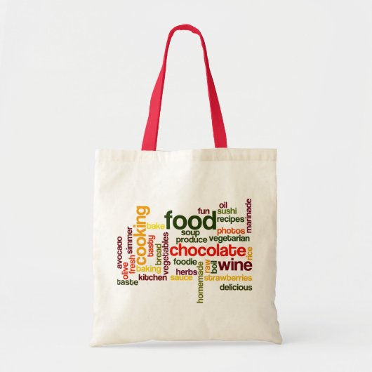Spaß-NahrungsmittelEinkaufstüte-Wort-Wolke mit Tragetasche (Vorne)