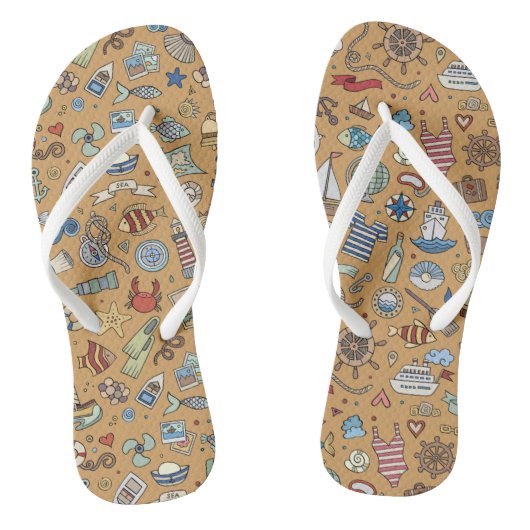 Spaß nautisch, Tan Coastal entworfen Flip-Flops! Badesandalen (Fußbett)