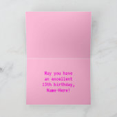 Spaß, Nerdy, Geeky, Pink, 8-Bit Stil 13. Geburtsta Karte (Innenseite)