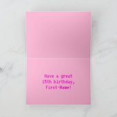 Spaß, Nerdy, Geeky, Pink, 8-Bit Stil 15. Geburtsta Karte (Innenseite)