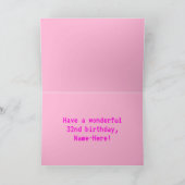 Spaß, Nerdy, Geeky, Pink, 8-Bit Stil 32. Geburtsta Karte (Innenseite)