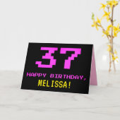 Spaß, Nerdy, Geeky, Pink, 8-Bit Stil 37. Geburtsta Karte (Gelbe Blume)