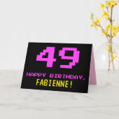 Spaß, Nerdy, Geeky, Pink, 8-Bit Stil 49. Geburtsta Karte (Gelbe Blume)