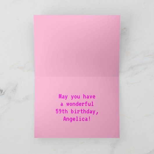 Spaß, Nerdy, Geeky, Pink, 8-Bit Stil 59. Geburtsta Karte (Innenseite)