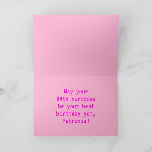 Spaß, Nerdy, Geeky, Pink, 8-Bit Stil 80. Geburtsta Karte (Innenseite)