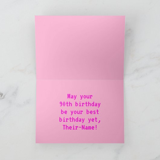 Spaß, Nerdy, Geeky, Pink, 8-Bit Stil 90. Geburtsta Karte (Innenseite)