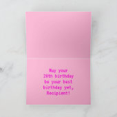 Spaß, Nerdy, Geeky, Pink, 8-Bit Style 28. Geburtst Karte (Innenseite)