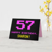 Spaß, Nerdy, Geeky, Pink, 8-Bit Style 57. Geburtst Karte (Gelbe Blume)