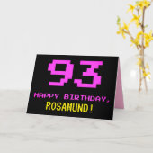 Spaß, Nerdy, Geeky, Pink, 8-Bit Style 93. Geburtst Karte (Gelbe Blume)