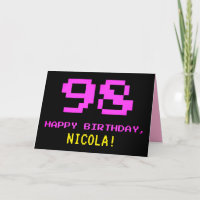 Spaß, Nerdy, Geeky, Pink, 8-Bit Style 98. Geburtst