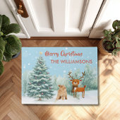 Spaß Neugierige Katze und stilvolle Weihnachten de Fußmatte