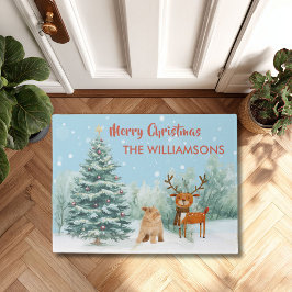 Spaß Neugierige Katze und stilvolle Weihnachten de Fußmatte