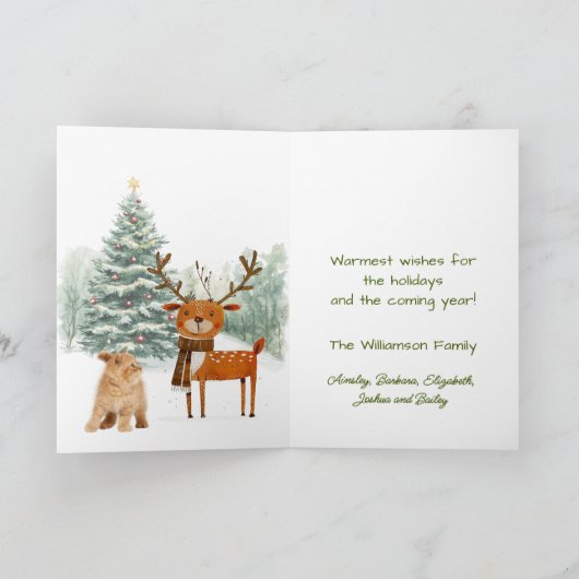 Spaß Neugierige Katze und stilvolle Weihnachten de Karte (Innenseite)