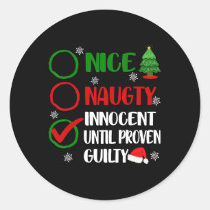 Spaß Nice naughty Innocent Weihnachten Weihnachten Runder Aufkleber