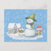 Spaß Niedlich frohe Weihnachten Snowman Urlaub Postkarte (Vorderseite)