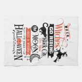 Spaß Niedlich Hexenmond Schwarze Katzen Halloween Geschirrtuch (Horizontal)