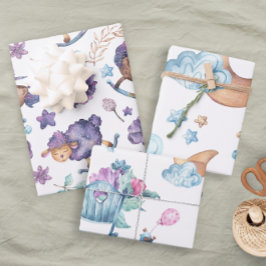 Spaß Niedlich Lullaby Moon Sheep Clouds Baby Geschenkpapier Set