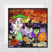 Spaß Niedlich Spooky Ghost Halloween Feiertagskarte (Vorne/Hinten)