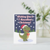 Spaß Niedlich T-rex Weihnachts-Grußkarte Postkarte (Stehend Vorderseite)