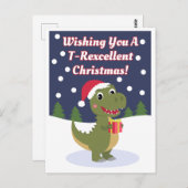 Spaß Niedlich T-rex Weihnachts-Grußkarte Postkarte (Vorne/Hinten)