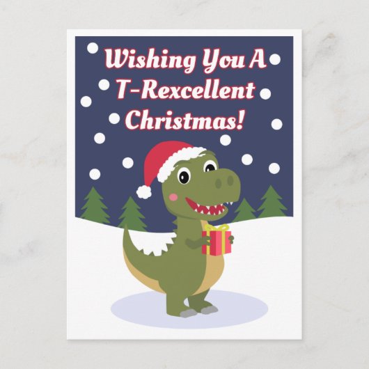 Spaß Niedlich T-rex Weihnachts-Grußkarte Postkarte (Vorderseite)