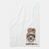 Spaß Niedlich Witchy Women Orange Black Halloween Geschirrtuch (Vertikal)