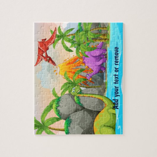 Spaß niedliche Dinosaurier, Dschungel, Vulkan, See Puzzle (Vertikal)
