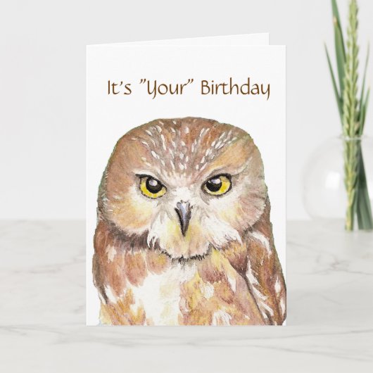 Spaß, niedliche Eule "geben ein Schrei-" Karte (Vorderseite)