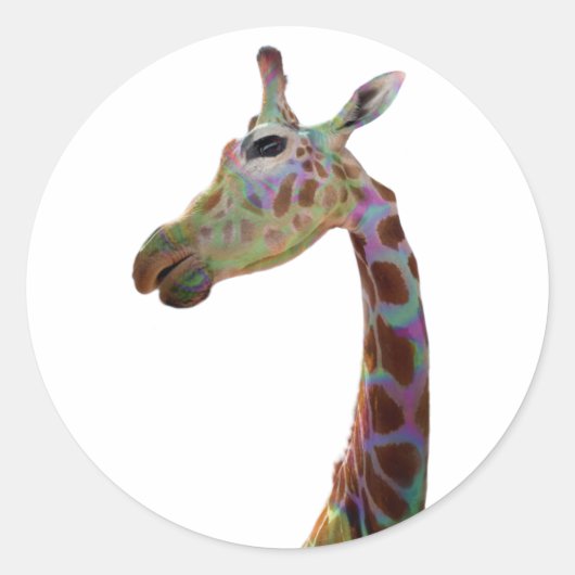 Spaß niedliche Giraffe Runder Aufkleber (Vorderseite)