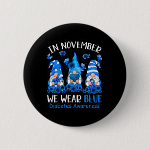 Spaß Niedliche Gnome tragen Blau für Typ 1 Diabete Button