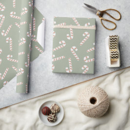 Spaß Niedliche grüne Pastel Candy Cane Weihnachten Geschenkpapier