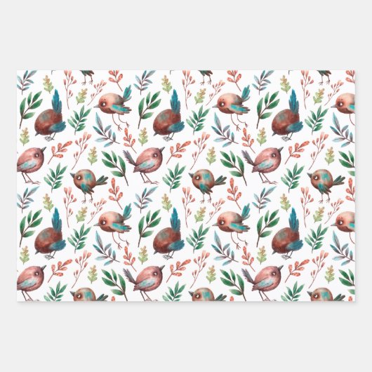 Spaß Niedliche Rustikale Vogelhäuser Streifen Geschenkpapier Set (Vorderseite 3)