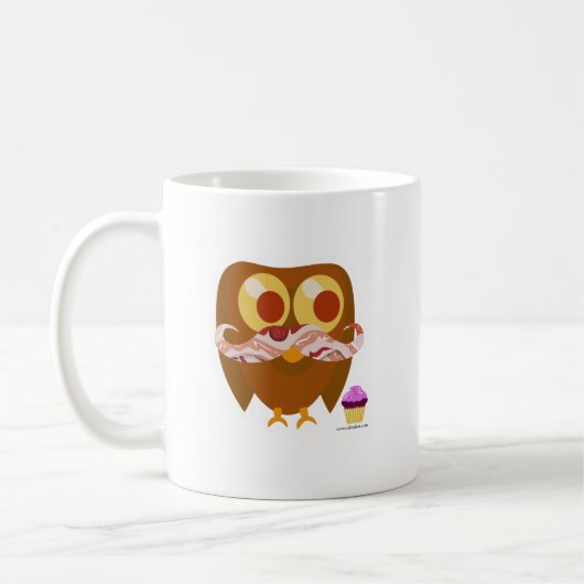 Spaß Niedlicher Cartoon Bacon Mustache Owl Kaffeetasse (Links)