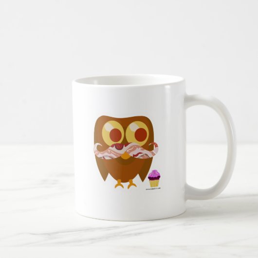 Spaß Niedlicher Cartoon Bacon Mustache Owl Kaffeetasse (Rechts)