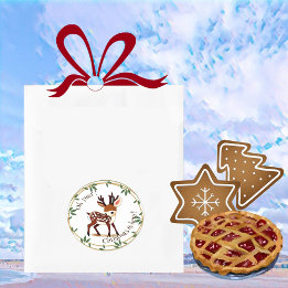 Spaß Niedlicher Hirsch Cartoon Grüner Kraut Weihna Runder Aufkleber