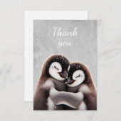 Spaß Niedlicher Hugging Pinguin Bird Dank Dankeskarte (Vorne/Hinten)