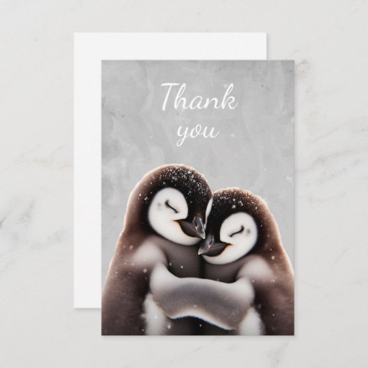 Spaß Niedlicher Hugging Pinguin Bird Dank Dankeskarte (Vorne/Hinten)