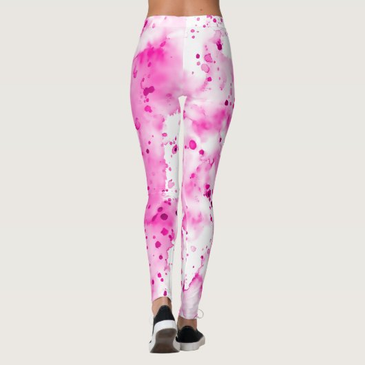 Spaß, Niedlicher, Künstlerischer Pink Paint-Spritz Leggings (Rückseite)