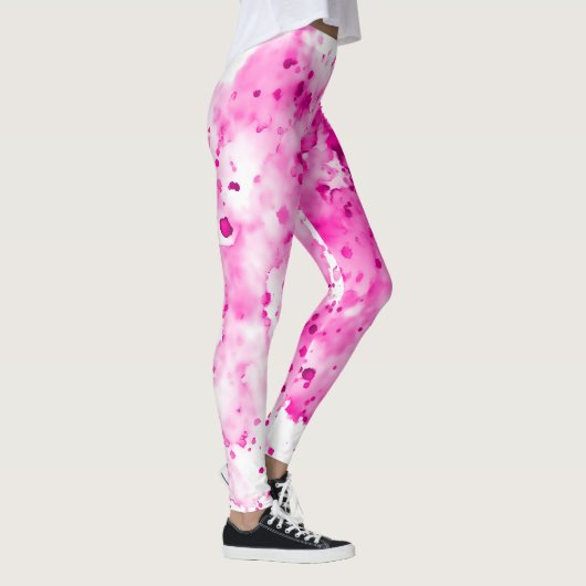 Spaß, Niedlicher, Künstlerischer Pink Paint-Spritz Leggings (Rechts)