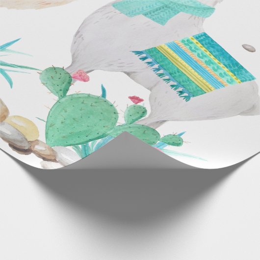 Spaß Niedlicher Llama, Hund, Eule Aquamarine Wüste Geschenkpapier (Ecke)