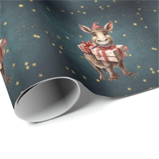 Spaß niedlicher Weihnachtswein Donkey Geschenkpapier (Rolleneckpunkt)
