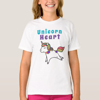Spaß niedliches Einhorn Herz lila und rosa Blume T-Shirt