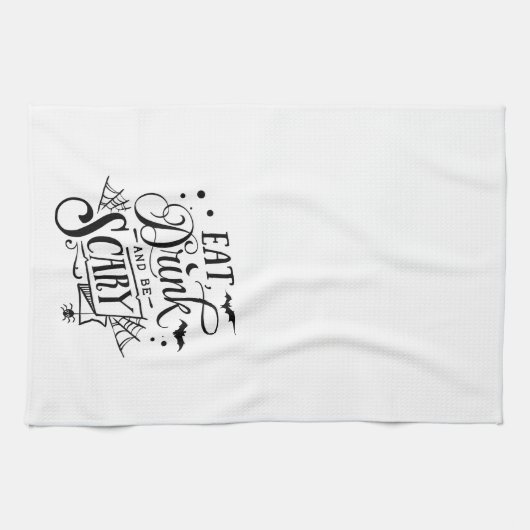 Spaß Niedliches Essen Drink Beängstigend Bat Hallo Geschirrtuch (Horizontal)